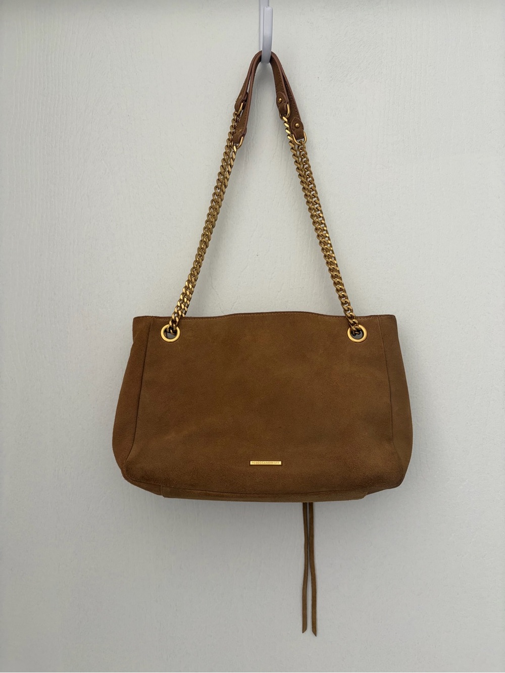 Rebecca Minkoff Swing tan Suede double chain bag